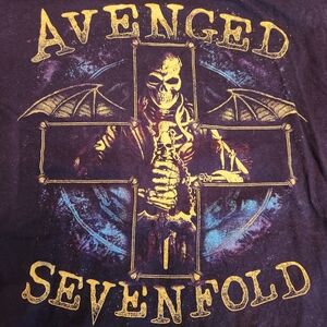 Black Graphic T-Shirt Avenged Sevenfold Mens Medium Band Tee